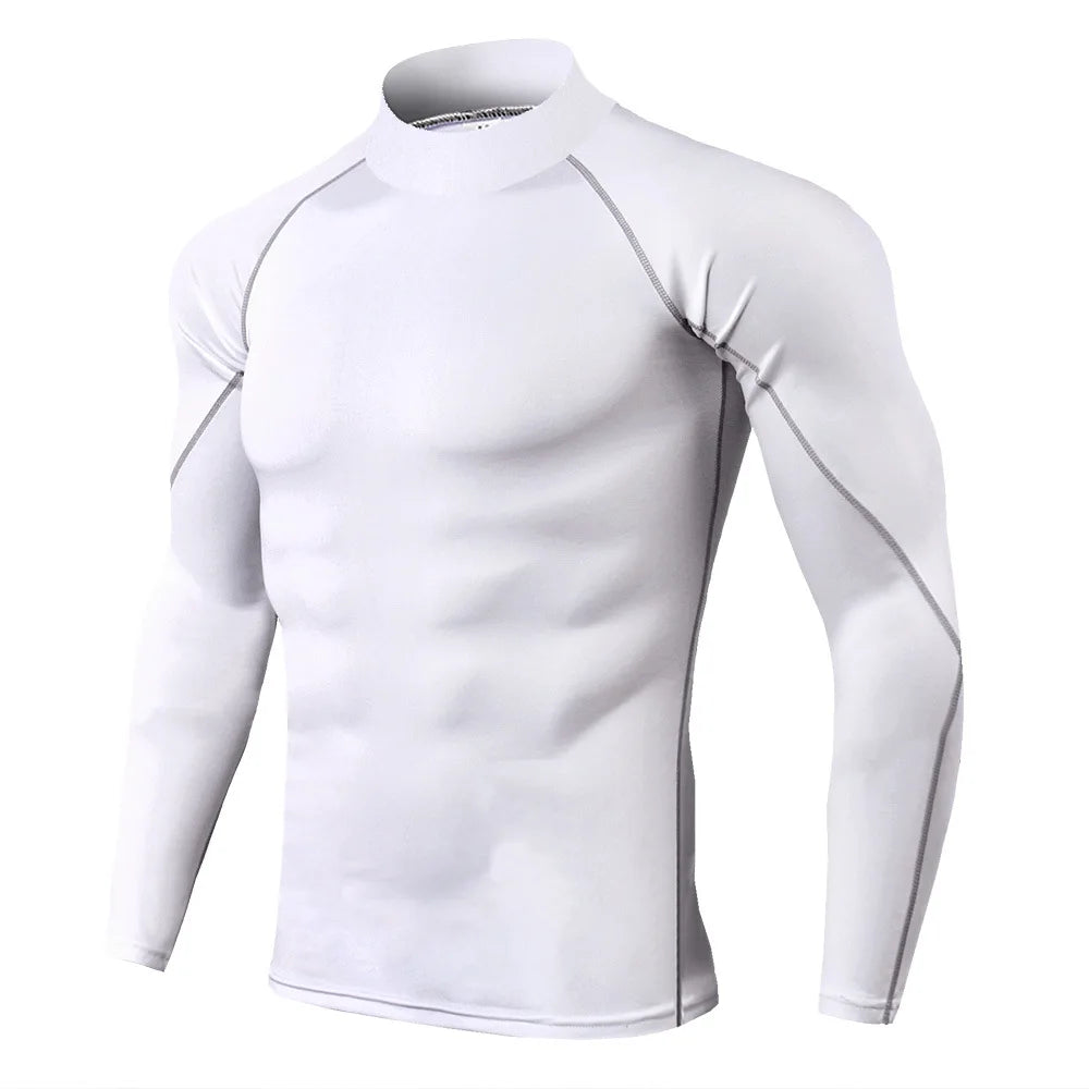 Men Bodybuilding Sport T-shirt Quick Dry Running Shirt Long Sleeve Compression Top Gym