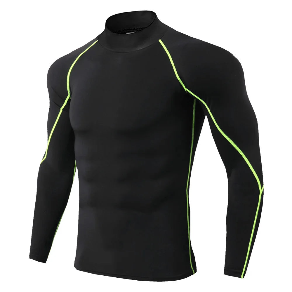 Men Bodybuilding Sport T-shirt Quick Dry Running Shirt Long Sleeve Compression Top Gym