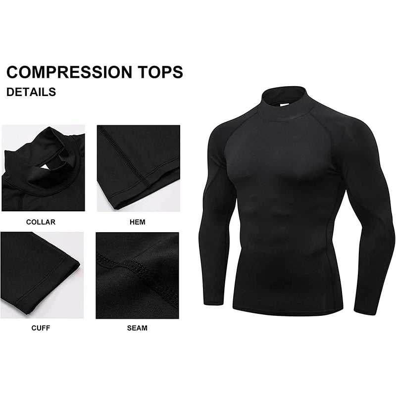 Men Bodybuilding Sport T-shirt Quick Dry Running Shirt Long Sleeve Compression Top Gym