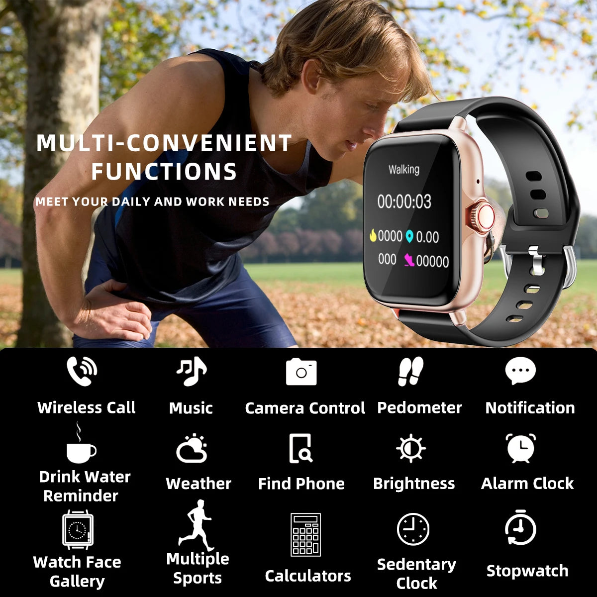 Waterproof Smart Watch with Message Answer Call Sleep Monitoring Sports Pedometer Information Alerts For iPhone Android