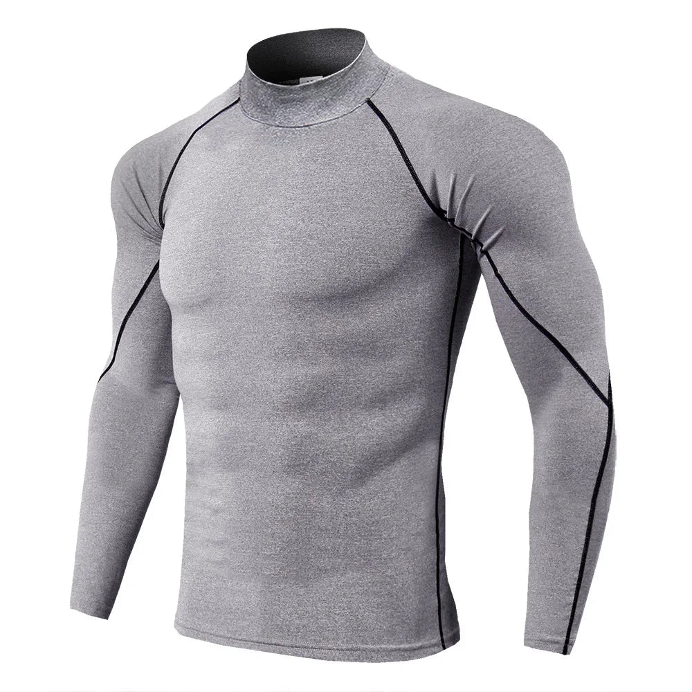 Men Bodybuilding Sport T-shirt Quick Dry Running Shirt Long Sleeve Compression Top Gym