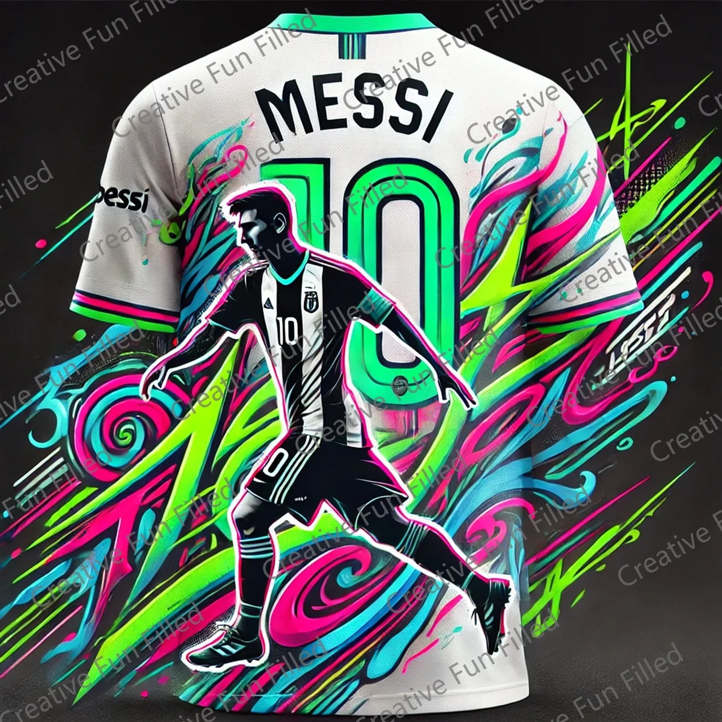 Street Graffiti Soccer Jersey for Kids and Adults, Special MESSI 10 New Kit