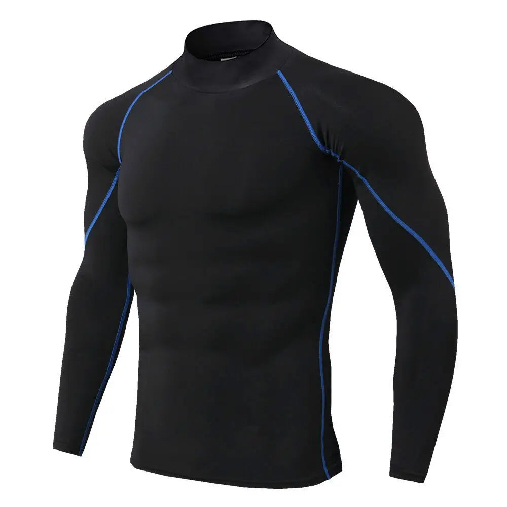 Men Bodybuilding Sport T-shirt Quick Dry Running Shirt Long Sleeve Compression Top Gym