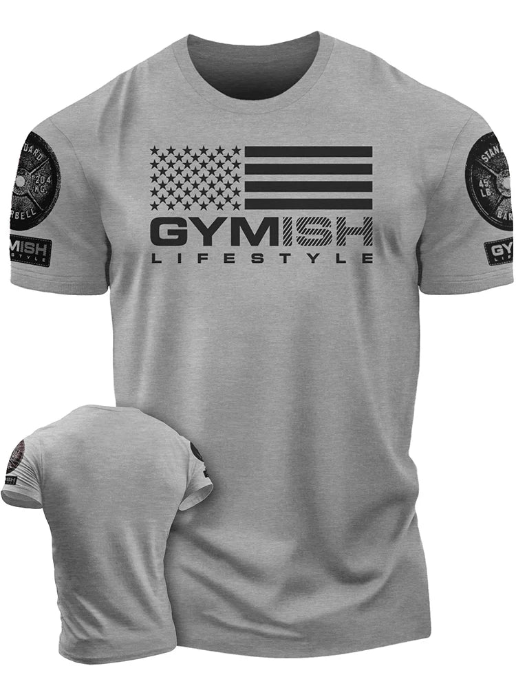 T-Shirt Gym High Quality Cotton Men's Short Sleeves