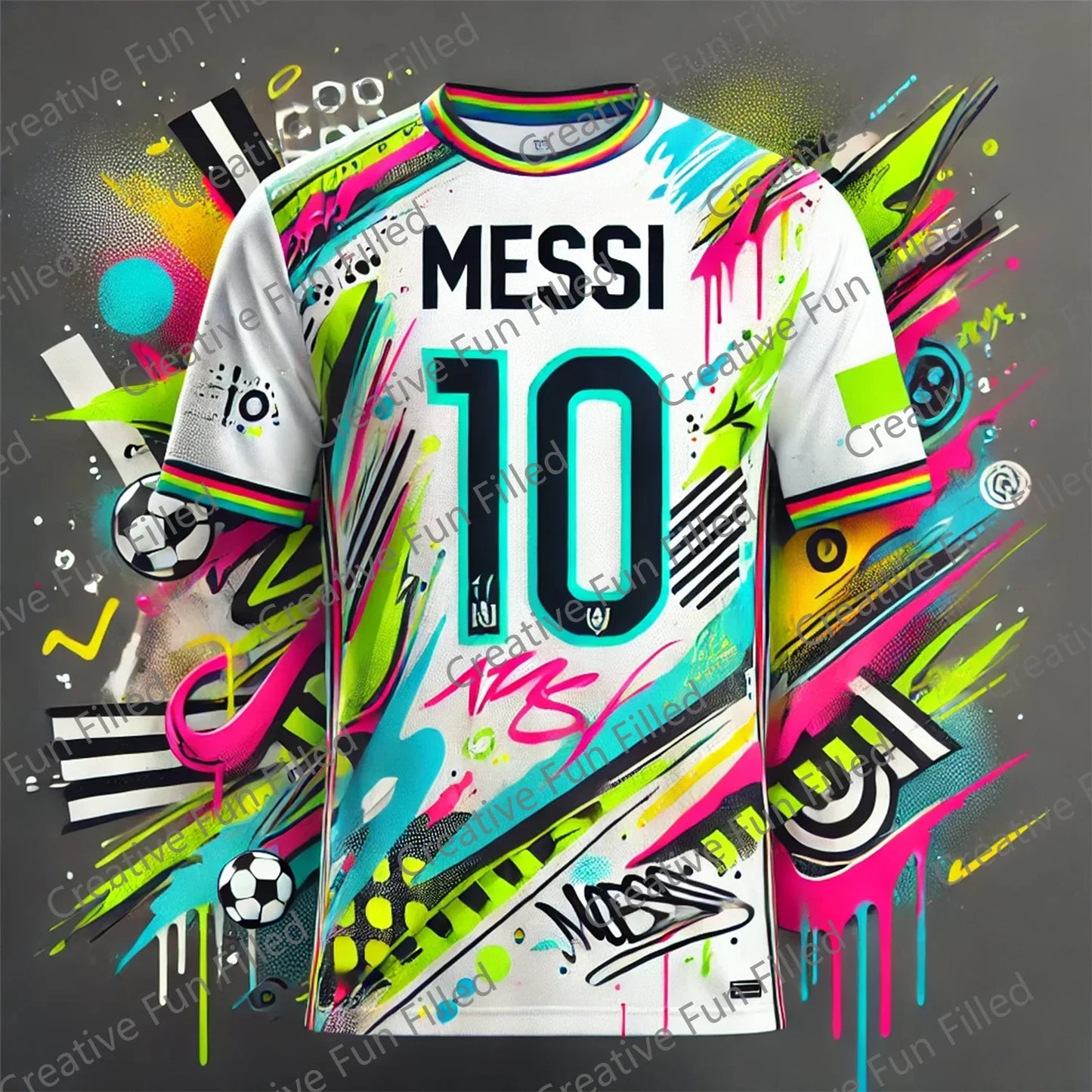 Street Graffiti Soccer Jersey for Kids and Adults, Special MESSI 10 New Kit