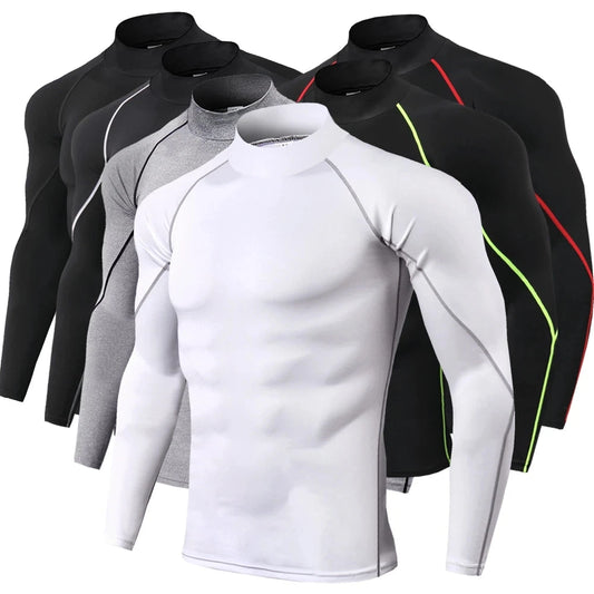 Men Bodybuilding Sport T-shirt Quick Dry Running Shirt Long Sleeve Compression Top Gym